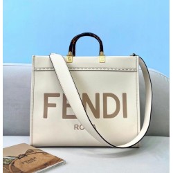 Replica Fendi Sunshine Medium Shopper Bag In White Calfskin Fake Fendi Sunshine Medium Shopper Bag In White Calfskin Replica
