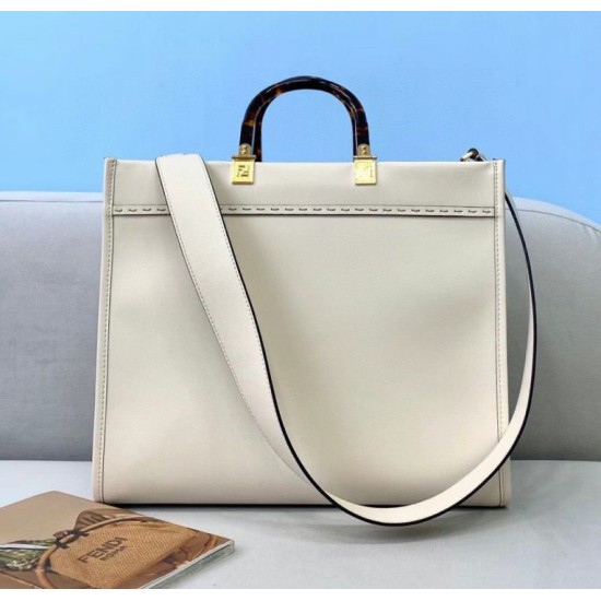 Replica Fendi Sunshine Medium Shopper Bag In White Calfskin Fake Fendi Sunshine Medium Shopper Bag In White Calfskin Replica
