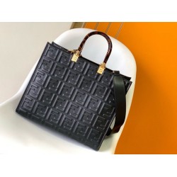 Replica Fendi Sunshine Medium Tote Bag In Black FF Calfskin Replica Fendi Sunshine Medium Tote Bag In Black FF Calfskin