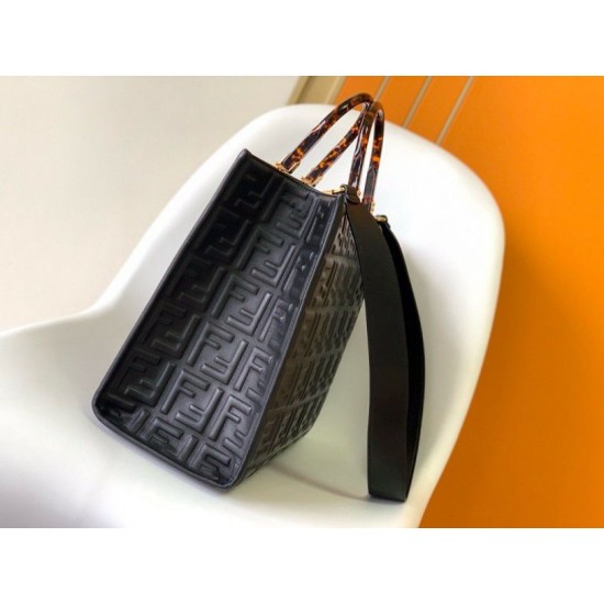 Replica Fendi Sunshine Medium Tote Bag In Black FF Calfskin Replica Fendi Sunshine Medium Tote Bag In Black FF Calfskin