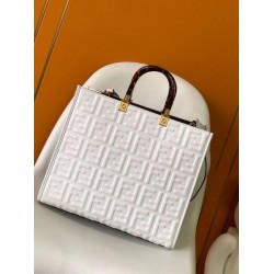 Replica Fendi Sunshine Medium Tote Bag In White FF Calfskin Replica Fendi Sunshine Medium Tote Bag In White FF Calfskin