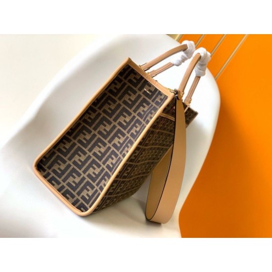 Replica Fendi Sunshine Medium Tote Bag in Brown FF Jacquard Fabric Replica Fendi Sunshine Medium Tote Bag in Brown FF Jacquard Fabric