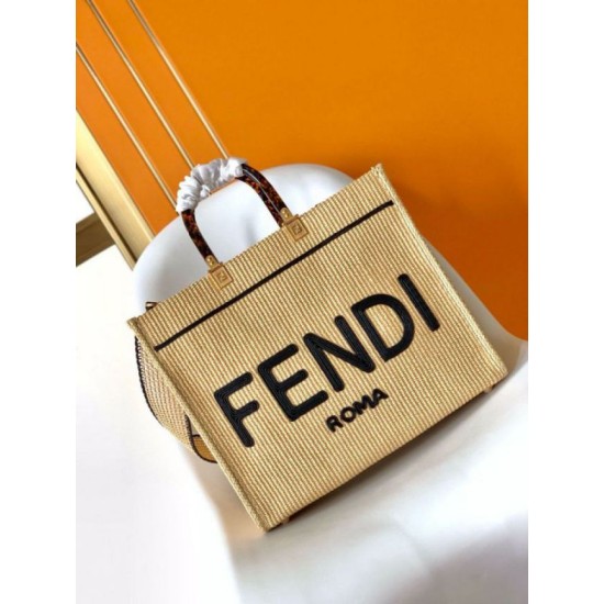 Replica Fendi Sunshine Medium Tote Bag in Black and Natural Straw Replica Fendi Sunshine Medium Tote Bag in Black and Natural Straw