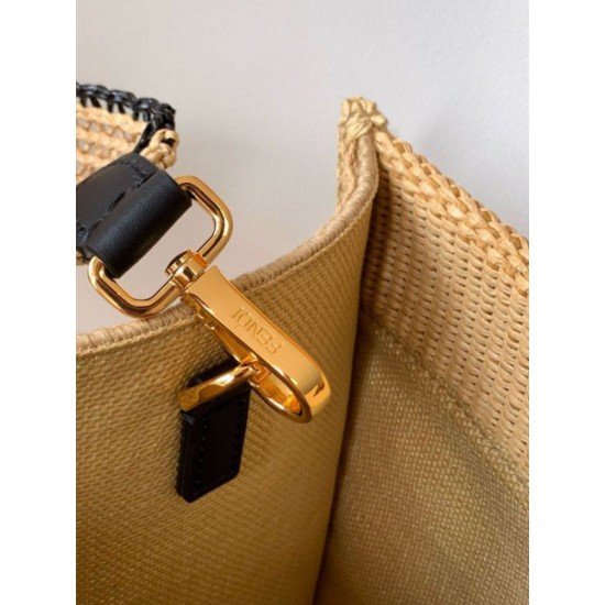Replica Fendi Sunshine Medium Tote Bag in Black and Natural Straw Replica Fendi Sunshine Medium Tote Bag in Black and Natural Straw