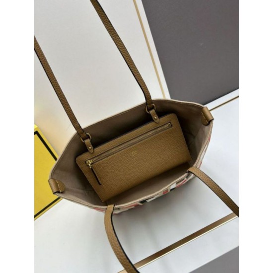 Replica Fendi Small Roll Tote in Canvas with Multicolor FF Embroidery Fake Fendi Small Roll Tote in Canvas with Multicolor FF Embroidery Replica