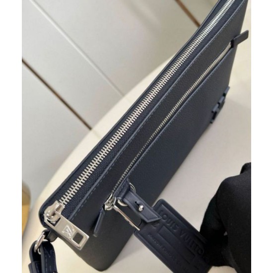 Fake Louis Vuitton Takeoff Pouch in Navy Blue LV Aerogram Leather M11486 Replica Replica Louis Vuitton Takeoff Pouch in Navy Blue LV Aerogram Leather M11486