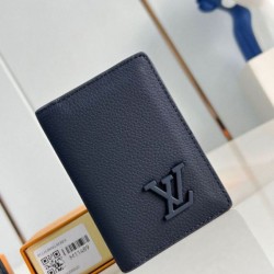 Fake Louis Vuitton Pocket Organizer in Navy Blue LV Aerogram Leather M11489 Replica