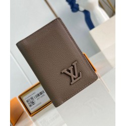 Replica Louis Vuitton Pocket Organizer in Mocha LV Aerogram Leather M11490