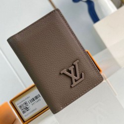 Replica Louis Vuitton Pocket Organizer in Mocha LV Aerogram Leather M11490