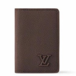 Replica Louis Vuitton Pocket Organizer in Mocha LV Aerogram Leather M11490