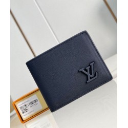 Fake Louis Vuitton Multiple Wallet in Navy Blue LV Aerogram Leather M11531 Replica