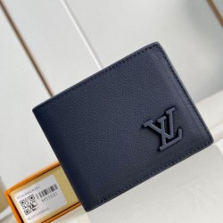Fake Louis Vuitton Multiple Wallet in Navy Blue LV Aerogram Leather M11531 Replica