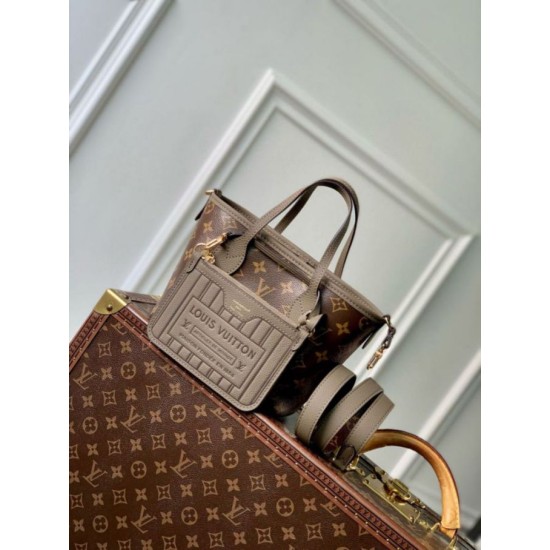 Fake Louis Vuitton Neverfull Bandouliere Inside Out BB Bag in Leather and Monogram M12109 Replica Replica Louis Vuitton Neverfull Bandouliere Inside Out BB Bag in Leather and Monogram M12109