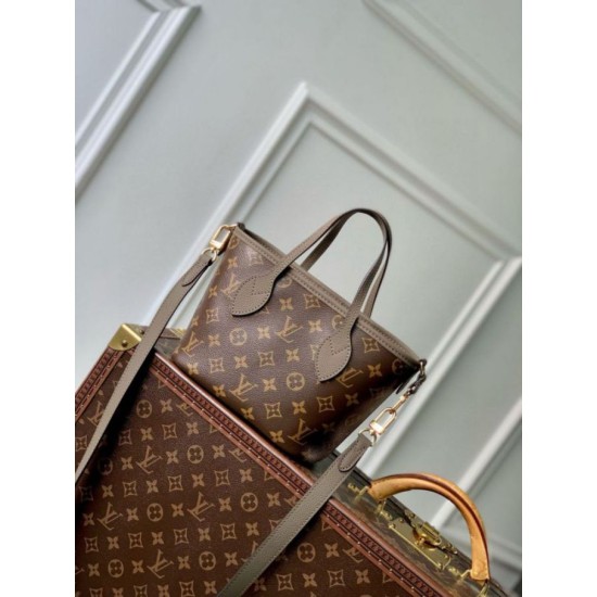 Fake Louis Vuitton Neverfull Bandouliere Inside Out BB Bag in Leather and Monogram M12109 Replica Replica Louis Vuitton Neverfull Bandouliere Inside Out BB Bag in Leather and Monogram M12109