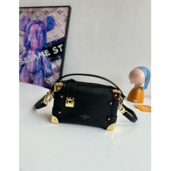Fake Louis Vuitton Side Trunk PM Bag in Black Leather M23817 Replica Replica Louis Vuitton Side Trunk PM Bag in Black Leather M23817