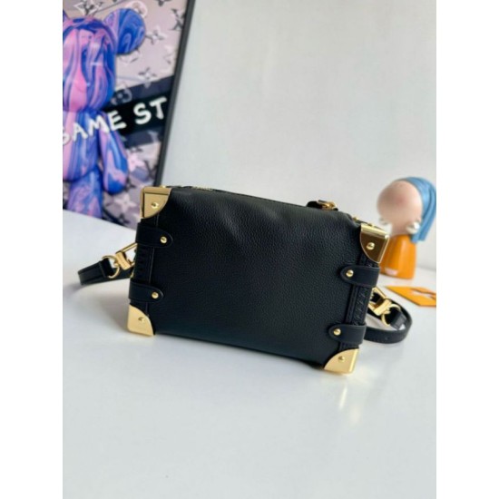 Fake Louis Vuitton Side Trunk PM Bag in Black Leather M23817 Replica Replica Louis Vuitton Side Trunk PM Bag in Black Leather M23817