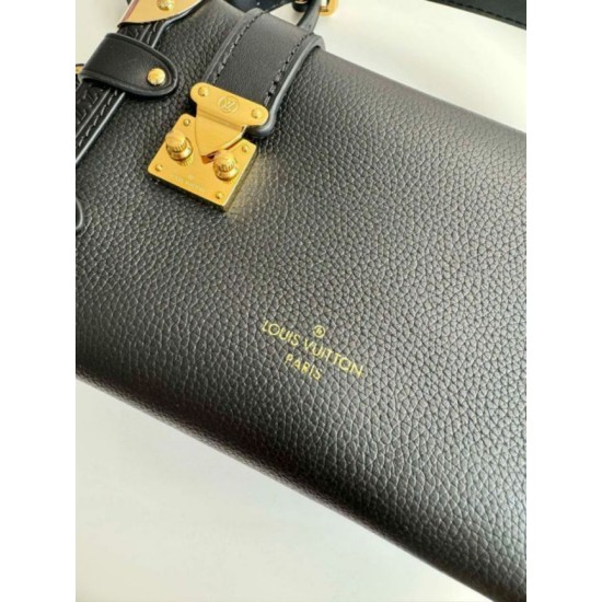Fake Louis Vuitton Side Trunk PM Bag in Black Leather M23817 Replica Replica Louis Vuitton Side Trunk PM Bag in Black Leather M23817