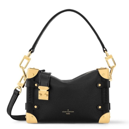 Fake Louis Vuitton Side Trunk PM Bag in Black Leather M23817 Replica Replica Louis Vuitton Side Trunk PM Bag in Black Leather M23817