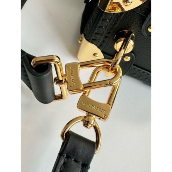 Fake Louis Vuitton Side Trunk PM Bag in Black Leather M23817 Replica Replica Louis Vuitton Side Trunk PM Bag in Black Leather M23817