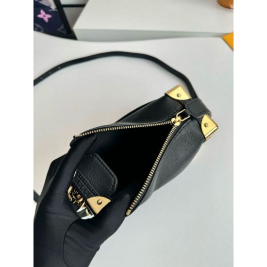 Fake Louis Vuitton Side Trunk PM Bag in Black Leather M23817 Replica Replica Louis Vuitton Side Trunk PM Bag in Black Leather M23817