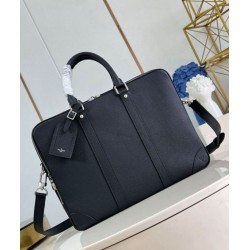 Fake Louis Vuitton Porte Documents Voyage GM in Black Taiga Leather M30967 Replica