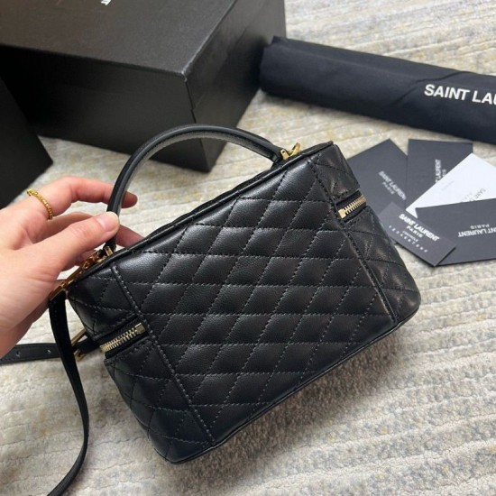 Replica Saint Laurent Gaby Mini Vanity Bag in Black Lambskin Replica Saint Laurent Gaby Mini Vanity Bag in Black Lambskin
