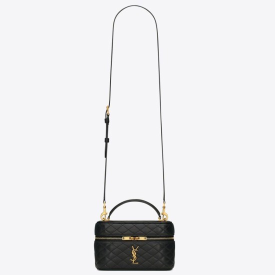 Replica Saint Laurent Gaby Mini Vanity Bag in Black Lambskin Replica Saint Laurent Gaby Mini Vanity Bag in Black Lambskin