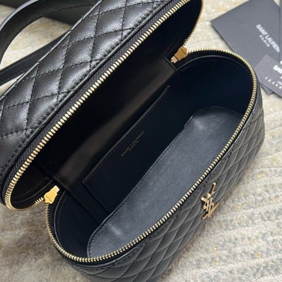 Replica Saint Laurent Gaby Mini Vanity Bag in Black Lambskin Replica Saint Laurent Gaby Mini Vanity Bag in Black Lambskin