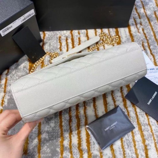 Fake Saint Laurent Medium Envelope Bag In White Grained Leather Replica Replica Saint Laurent Medium Envelope Bag In White Grained Leather