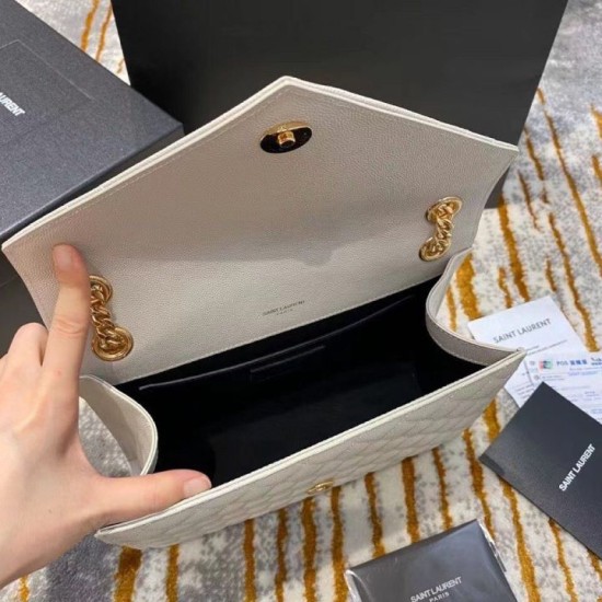 Fake Saint Laurent Medium Envelope Bag In White Grained Leather Replica Replica Saint Laurent Medium Envelope Bag In White Grained Leather