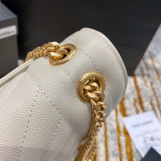 Fake Saint Laurent Medium Envelope Bag In White Grained Leather Replica Replica Saint Laurent Medium Envelope Bag In White Grained Leather