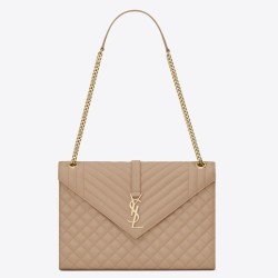 Replica Saint Laurent Envelope Large Bag In Beige Matelasse Grained Leather