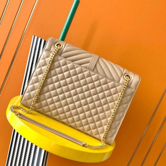 Replica Saint Laurent Envelope Large Bag In Beige Matelasse Grained Leather Replica Saint Laurent Envelope Large Bag In Beige Matelasse Grained Leather