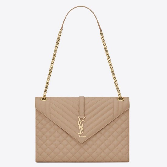 Replica Saint Laurent Envelope Large Bag In Beige Matelasse Grained Leather Replica Saint Laurent Envelope Large Bag In Beige Matelasse Grained Leather
