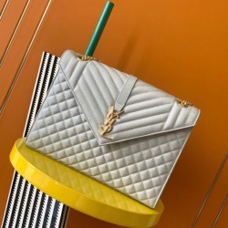 Replica Saint Laurent Envelope Large Bag In White Matelasse Grained Leather
