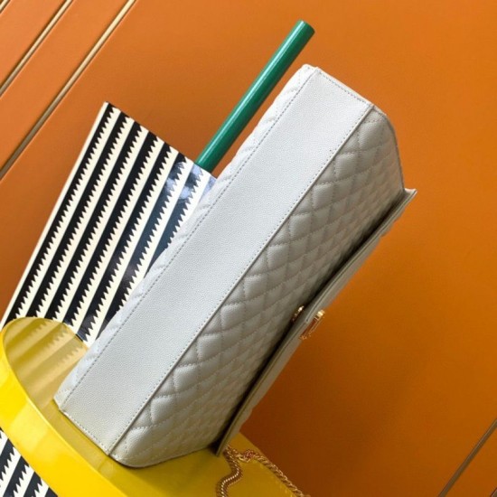 Replica Saint Laurent Envelope Large Bag In White Matelasse Grained Leather Replica Saint Laurent Envelope Large Bag In White Matelasse Grained Leather