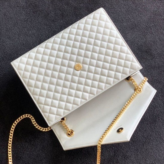 Replica Saint Laurent Envelope Large Bag In White Matelasse Grained Leather Replica Saint Laurent Envelope Large Bag In White Matelasse Grained Leather