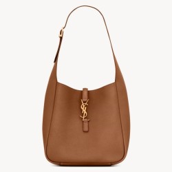 Replica Saint Laurent Le 5 À 7 Supple Small Hobo Bag in Brown Leather