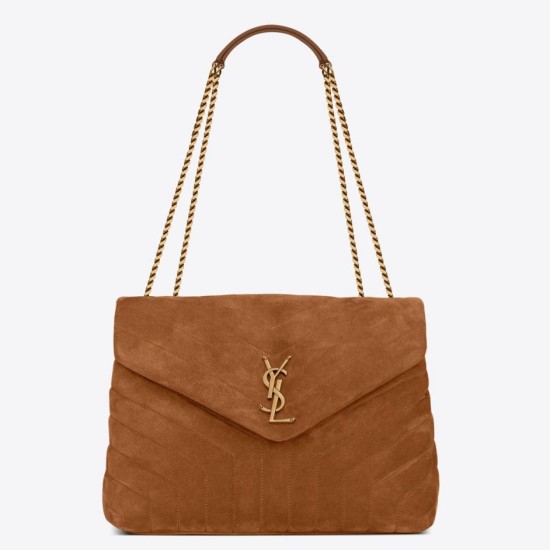 Replica Saint Laurent Loulou Medium Bag In Brown Suede Leather Fake Saint Laurent Loulou Medium Bag In Brown Suede Leather Replica