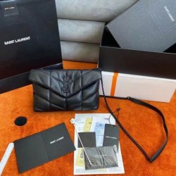 Replica Saint Laurent So Black Puffer Toy Bag In Black Lambskin