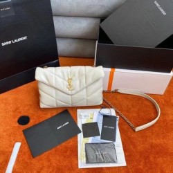 Replica Saint Laurent Puffer Toy Bag In White Lambskin