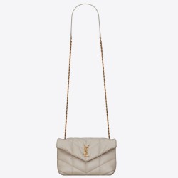 Replica Saint Laurent Puffer Toy Bag In White Lambskin