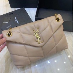 Fake Saint Laurent Small Loulou Puffer Bag In Beige Lambskin Replica