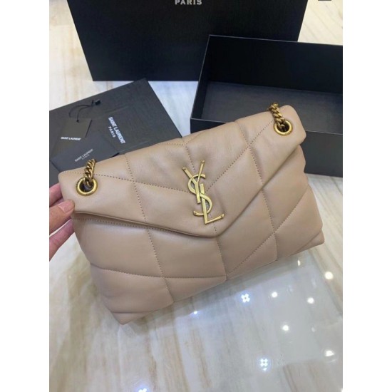 Fake Saint Laurent Small Loulou Puffer Bag In Beige Lambskin Replica Fake Saint Laurent Small Loulou Puffer Bag In Beige Lambskin Replica