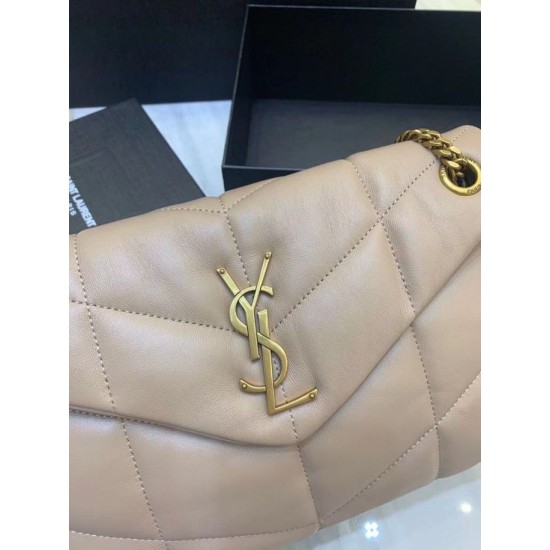 Fake Saint Laurent Small Loulou Puffer Bag In Beige Lambskin Replica Fake Saint Laurent Small Loulou Puffer Bag In Beige Lambskin Replica