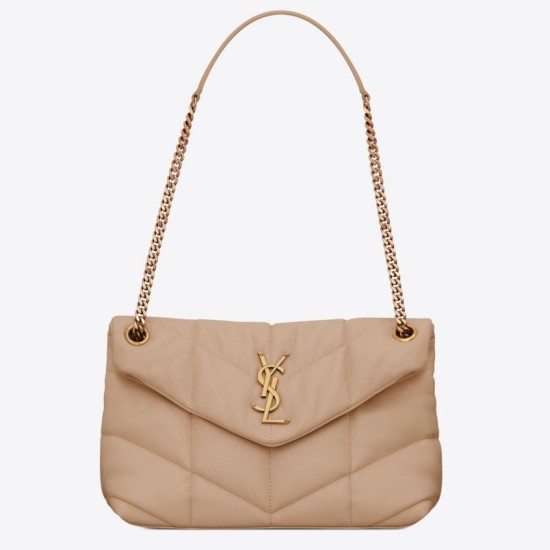 Fake Saint Laurent Small Loulou Puffer Bag In Beige Lambskin Replica Fake Saint Laurent Small Loulou Puffer Bag In Beige Lambskin Replica