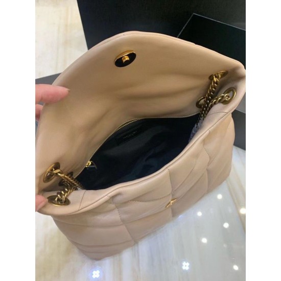 Fake Saint Laurent Small Loulou Puffer Bag In Beige Lambskin Replica Fake Saint Laurent Small Loulou Puffer Bag In Beige Lambskin Replica