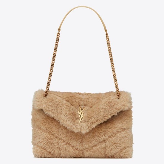 Fake Saint Laurent Loulou Small Bag In Beige Shearling Replica Fake Saint Laurent Loulou Small Bag In Beige Shearling Replica