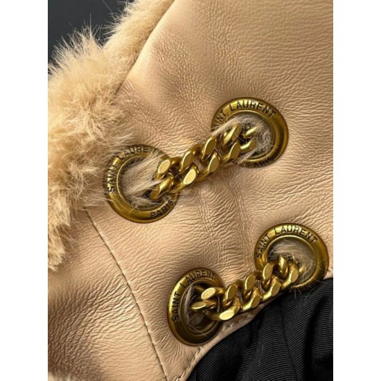 Fake Saint Laurent Loulou Small Bag In Beige Shearling Replica Fake Saint Laurent Loulou Small Bag In Beige Shearling Replica