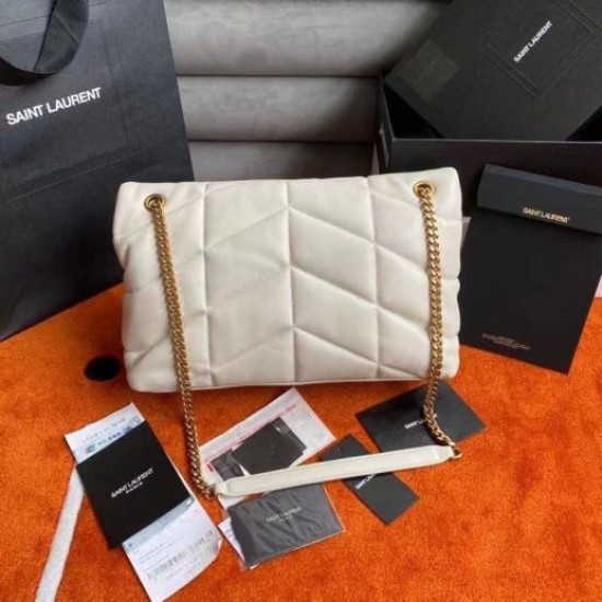 Replica Saint Laurent Loulou Puffer Medium Bag In Ivory Lambskin Replica Saint Laurent Loulou Puffer Medium Bag In Ivory Lambskin